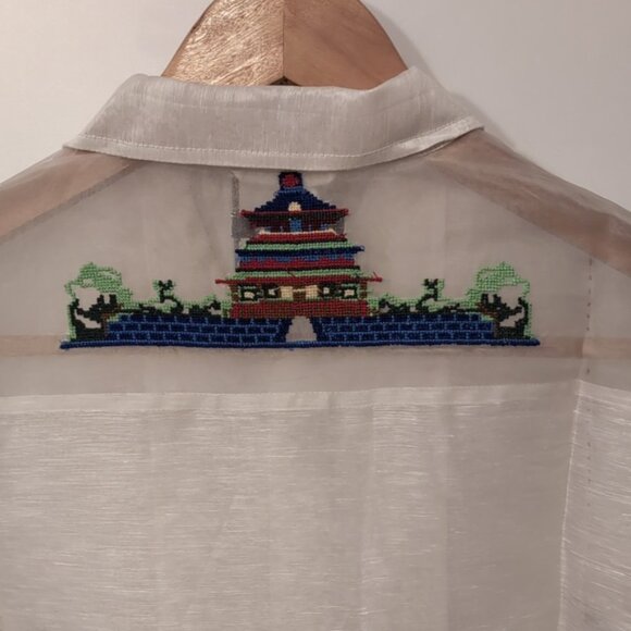 Bode NWT Sheer Pagoda Shirt Silk Linen Men's S/M - Picture 8 of 11